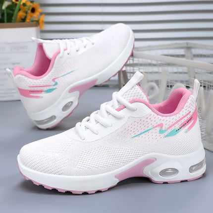 Shoes Women's Mesh Breathable Sports Shoes Cross-Border Dropshipping Large Size Casual Shoes Lace-Up Air Cushion Non-Tiring Feet Running Shoes