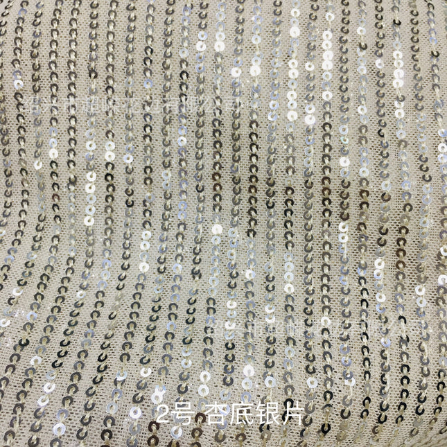 26 Colors in Stock 3mm Straight Strip Spandex Elastic Mesh Fabric Sequin Embroidery Fabric Dress Clothing Spring and Summer Sequin Fabric