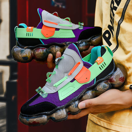 Cross-Border Popular Summer Mesh Breathable European Station Hollow Men's Shoes Couple Trendy Shoes Dad Thick-Soled Casual Board Shoes