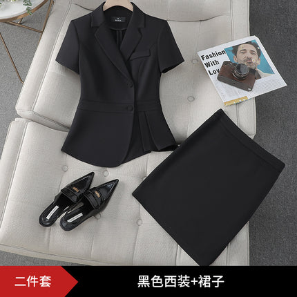 Formal wear women's suit suit fashionable elegant high-end business wear goddess style summer suit hotel front desk work clothes