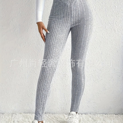 Women's New Fashion Slim Slim Fit Tight Leggings Solid Color Trousers