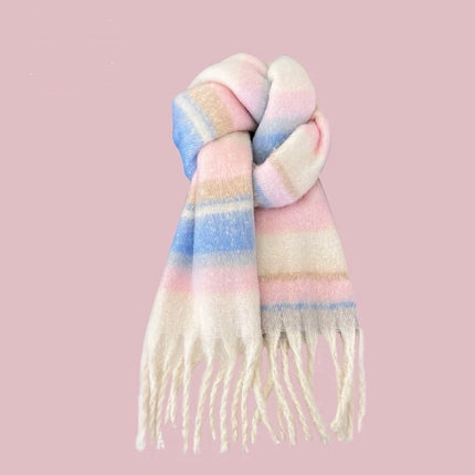 New Maillard Cashmere Plaid Scarf Women's Autumn and Winter Thickened Warm Shawl Dual-purpose Solid Color Student Scarf
