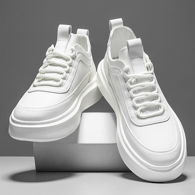 White Shoes Men's Shoes Summer Breathable Trendy Shoes Men's Sports Casual Shoes All-match Thick-soled High-height Shoes Men's Sneakers