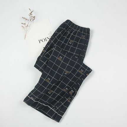 Large size men's pajamas spring and autumn pure cotton plus fat plus size 300kg fat people's home pants conventional thick