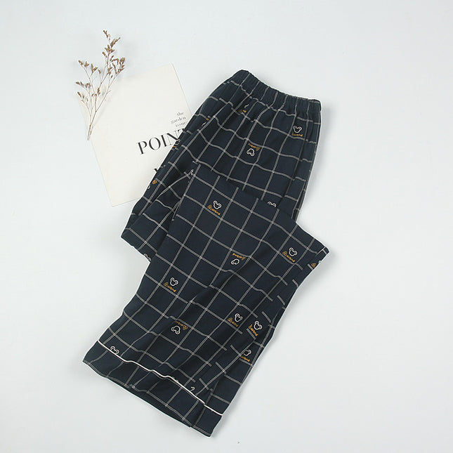 Large size men's pajamas spring and autumn pure cotton plus fat plus size 300kg fat people's home pants conventional thick