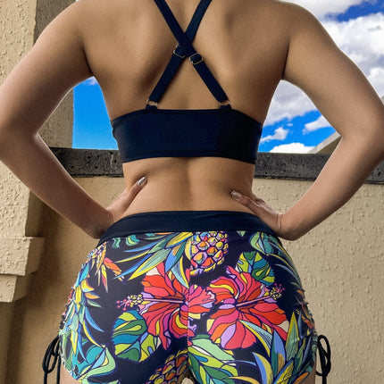 European and American Style Sexy Sports Cross-Border Crop Top Bandeau Conservative Bikini with Beautiful Back Design, Two-Piece Swimsuit, Amazon Sports Style