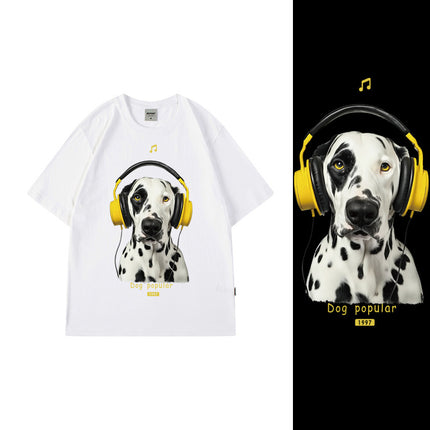 Cross-Border Short-Sleeved T-Shirts for Boys and Girls Hong Kong Style Casual Cartoon Hip-Hop Pet Dog Tops Summer Half-Sleeved Versatile Tops