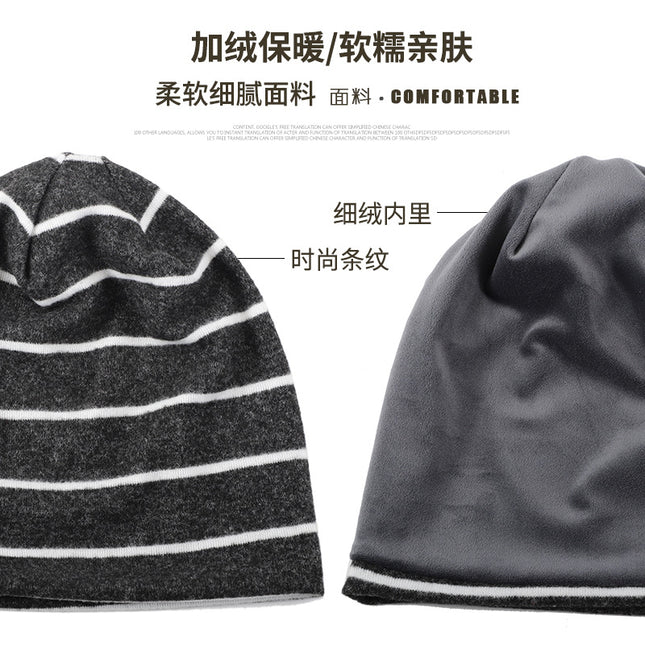 Hat Men's New Winter Warm Knitted Hat fleece-lined Stack Hat Cross-border Hot Selling Elastic Plush Pullover Cold Hat for Women