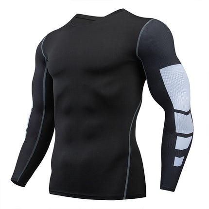 2025 new in stock quick-drying breathable outdoor running sports compression tight fitness training printed long sleeve top