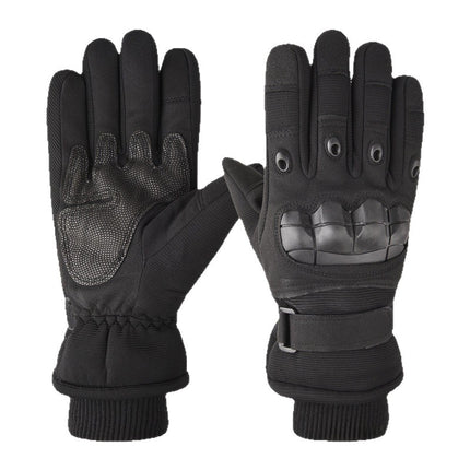 Winter Warm Tactical Gloves Men's Soft Rubber Shell Protective Plus Velvet Full-Finger Touch Screen Outdoor Cycling Cold-Proof Gloves