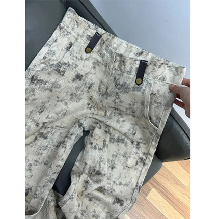 Retro Tie-Dye Printed Casual Wide-Leg Jeans for Women 2025 Spring New Loose High-Waist Slim Floor-Length Pants