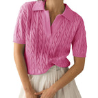 pink short-sleeved sweater / S