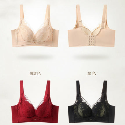 25Th Autumn/Winter Hot-Selling Women's Underwear Medium-Thick Ab Cup Angora Red Push-Up Sexy Lace Adjustable Bra