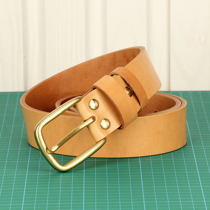 5mm Thickened Genuine Leather Men's Belt Top Layer Cowhide Genuine Belt Vegetable Tanning Top Layer Cowhide Copper Buckle Belt