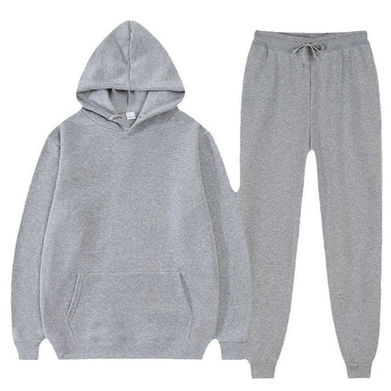 Men's suit Foreign Trade Cross-border Sports Sweater Pullover Sweater Fleece Fashion Solid Color Men's Hoodie Two-piece Set
