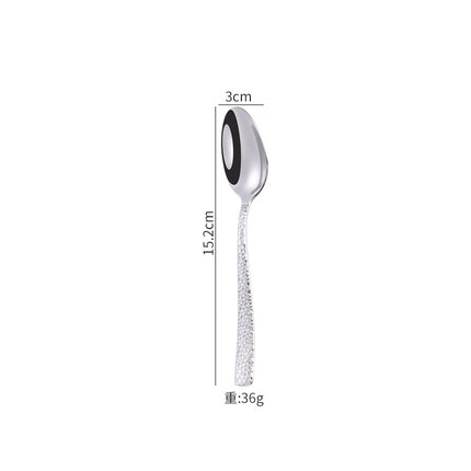 Cross-border 304 Stainless Steel Knife, Fork and Spoon Tableware Hotel Western Food Square Handle Thickened Water Cube Hammer Steak Knife, Fork and Spoon