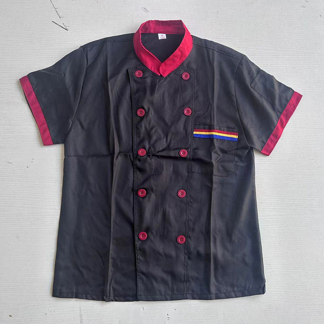 Chef Work Clothes Short-sleeved Men's Summer Breathable Restaurant Kitchen Canteen Restaurant Embroidered Word Kitchen Clothes Long-sleeved