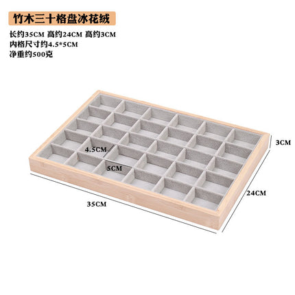 Ice Fleece Leather Solid Wood Bamboo Jewelry Plate Ring Earrings Necklace Pendant Bracelet Ring Jewelry Tray