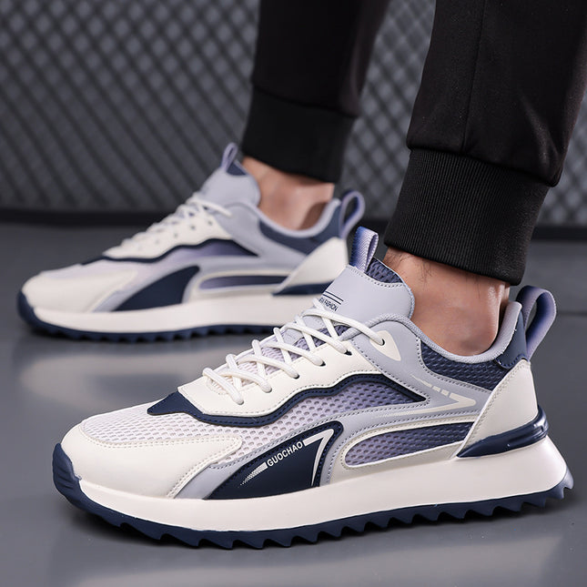 Men's Shoes 2025 New Trend Height Increasing Breathable Sneakers Plaid Mesh Running Casual Shoes Sports
