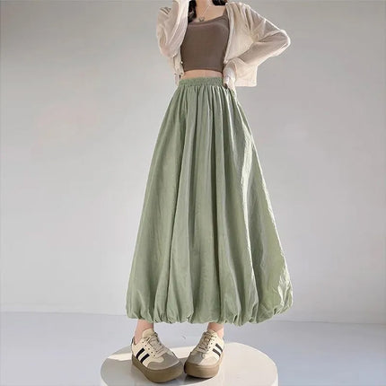 Dipai Flower Bud Skirt Nine-Point Tutu Skirt Summer Mid-Length Commuter Skirt Long Drapey High Waist Loose