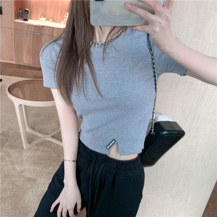 Socialite Style Pure Desire Sexy Halter Neck Long-Sleeve Shirt for Women, Autumn and Winter Base Layer, Slim-Fit Design, Short Top