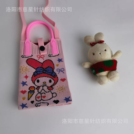 Girl's Heart-Shaped Knitted Crossbody Bag