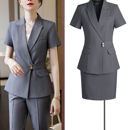 Short-sleeved professional suit suit women's summer high-end elegant hotel front desk manager work clothes beauty salon gold shop work clothes