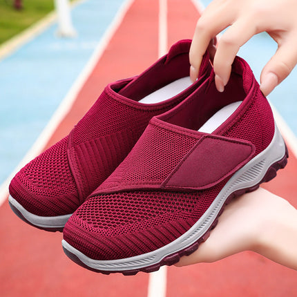 Walking Shoes Women's Soft Sole Comfortable Not Tired Foot Mama Shoes Mesh Surface Breathable Not Sobby Foot Middle-aged and Elderly Velcro Rehabilitation Shoes