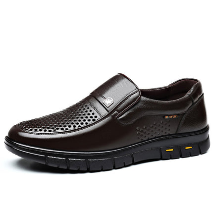Dad Leather Shoes Large Size Middle-aged and Elderly Business Casual Shoes Genuine Leather Men's Leather Shoes Non-slip Fleece-lined Cotton Shoes Middle-aged Men's Shoes