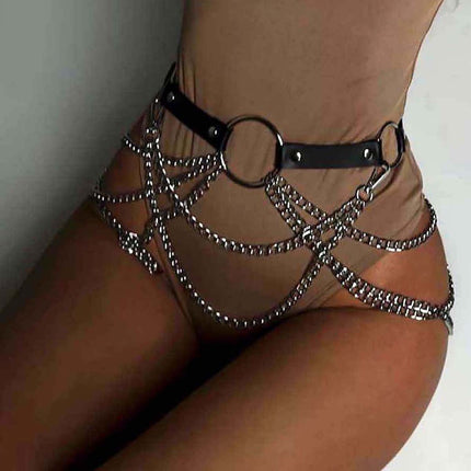 Cross-border Europe and the United States Harajuku concave shape corset multi-layer tassel chain belt sexy exaggerated waist chain belt belt