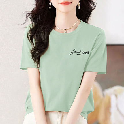 pea green Cotton Short-sleeved T-shirt Women's Colorful Multi-color Optional Summer New All-match Age-reducing Western-style Loose Top