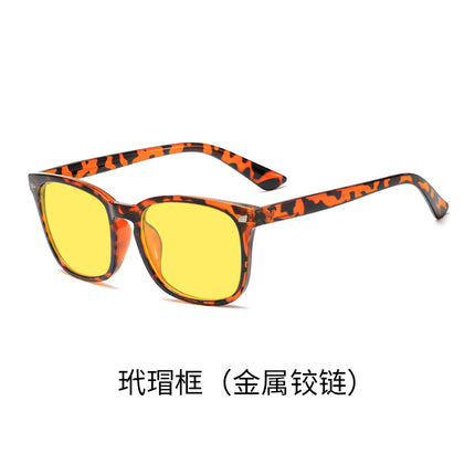 Cross-border retro night vision anti-blue light yellow men's and women's mobile phone flat lens computer competitive game eye protection glasses