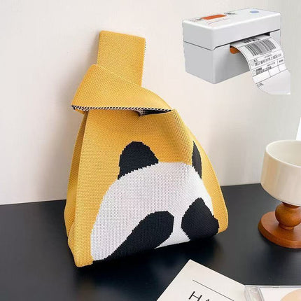 Knitted Cat Handbag, Trendy Cartoon Women's Bag, Versatile Bag, Lunch Bag, Hand-Carry Shoulder Bag, Small Square Bag, Portable