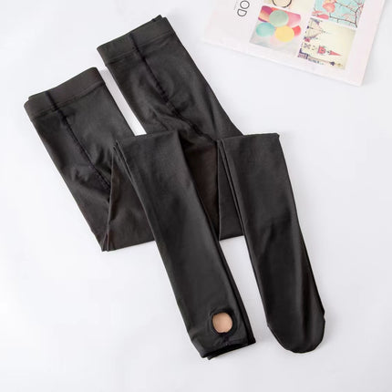 Flower Fairy Black Silk Skin Transparent Water Light Socks Autumn and Winter New Belly Hip-lifting fleece-lined Leggings Light Leg Artifact Pantyhose