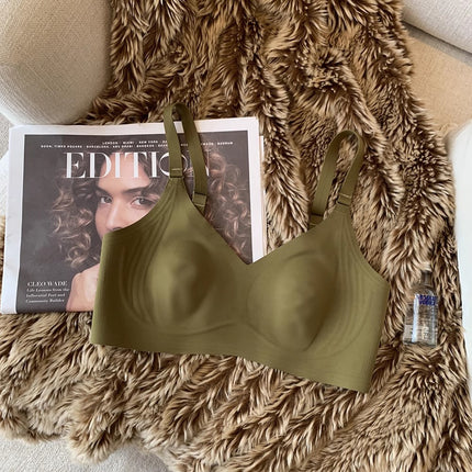 Non-marking Naked Ultra-thin Underwear for Women Rabbit Ears Big Chest Small Bra Anti-sagging Breasts Breathable Bra