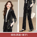 5916 green suit + pants composition 92% polyester fiber 8% spandex / 3XL