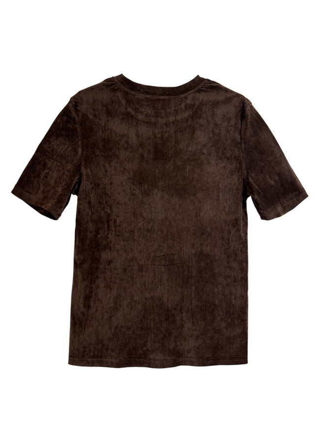 Fangfala 2026 Summer Thirteen Rows Wholesale New Coffee White Short Sleeve Loose Round Neck Simple Top T-Shirt