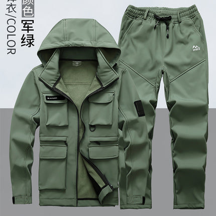 Overalls Men's Suit fleece-lined Thickened Camouflage Jacket Autumn and Winter Labor Protection Clothing Cold-proof Waterproof Wear-resistant Outdoor suit