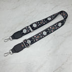 Black leather silver buckle / 3.8cm webbing shoulder strap