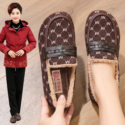 Old Beijing cloth shoes mother shoes winter shoes non-slip middle-aged elderly warm middle-aged fleece-lined women's new comfortable