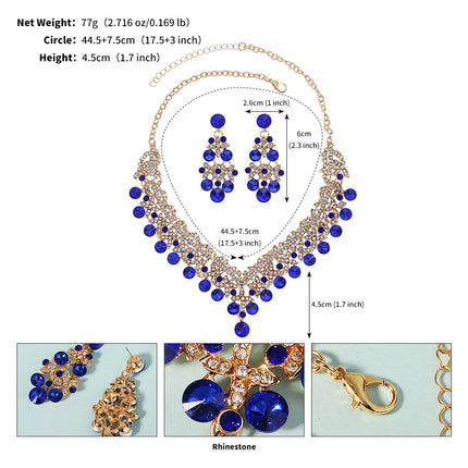 European and American Bride Jewelry Three-piece Suit High-class Dance Wedding Jewelry Alloy Diamond Crown Necklace Earrings suit