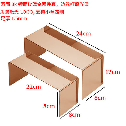 Factory direct supply stainless steel shoe rack shoe bag display shelf window shoe bag high and low display rack jewelry bracket