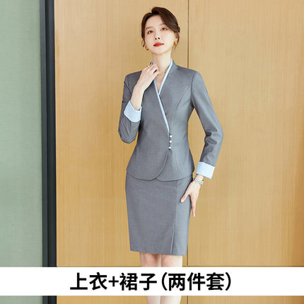 Hotel front desk reception work clothes suit professional suit women's high-end embroidered new Chinese style welcome ceremony clothes