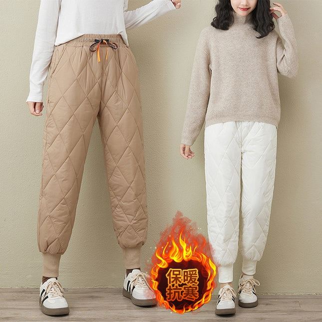 Autumn and winter 2024 new lightweight cotton leggings women's loose slimming solid color drawstring elastic waist casual cotton pants