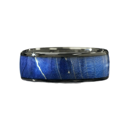 Cross-Border Popular Stainless Steel Ring European and American Men's Personalized Black Bottom Blue Wood Starry Sky Spot Ring Ring Wholesale