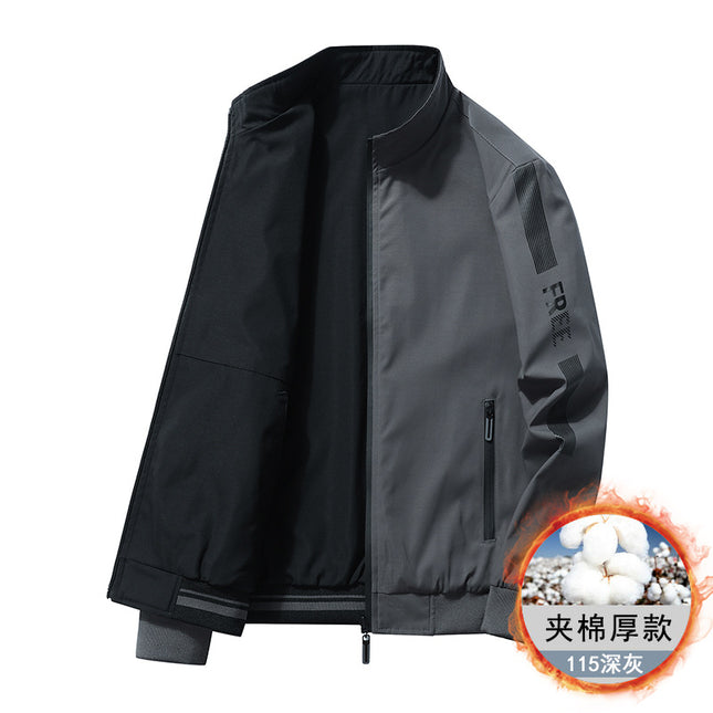 Double-sided men's jacket spring and autumn casual jacket men's foreign trade new cotton-padded jacket two-side quilted baseball uniform men