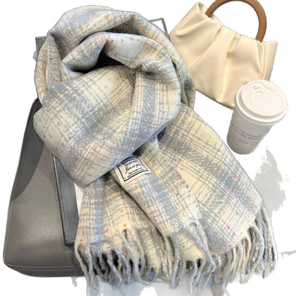 Atmospheric Imitation Cashmere Plaid Scarf for Women in Winter Thickened Warm Scarf for Students Versatile Scarf Live Broadcast Hot Cross-Border