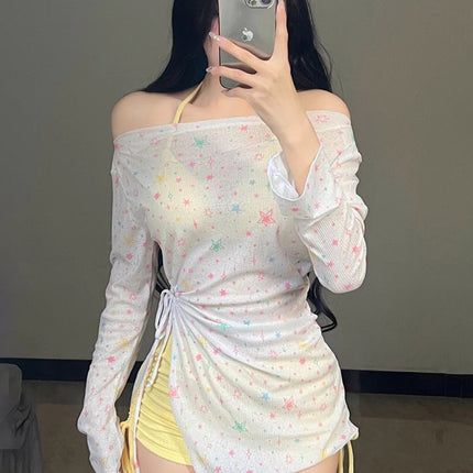 2025 New Split Swimsuit Women's Bikini Three-Piece Cover-Up Long-Sleeved Sun Protection Seaside Resort Hot Spring Pure Desire