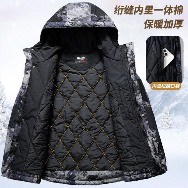 Autumn and Winter Tactical Camouflage Cotton Jacket Men's Cotton Jacket Jacket Cotton Jacket Hooded Jacket Thickeneded Work Clothes Outdoor