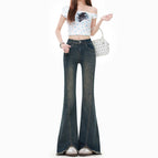 Thick velvet vintage blue trousers / XS